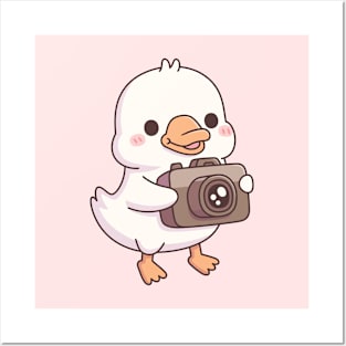 Cute Baby Goose With Camera Posters and Art